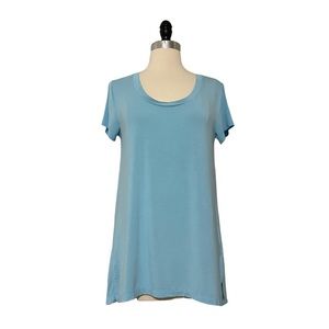 H By Halston Essentials Short Sleeve Scoop-Neck Tunic With Side Slits